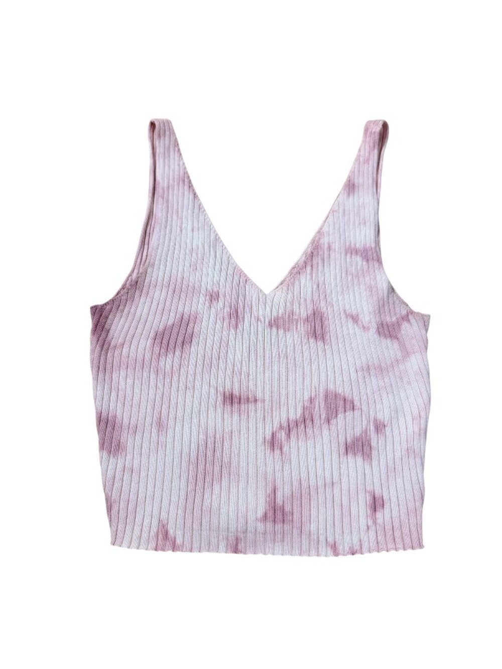 RVCA‎ Women’s Pink Tie Dye Ribbed Knit Crop Tank Top Size Small